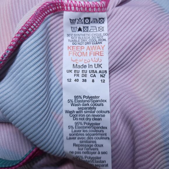 NEW PRETTYLITTLETHING Pink Marble Rib Bodycon Dress US 8 Blue Abstract Print - Picture 9 of 10